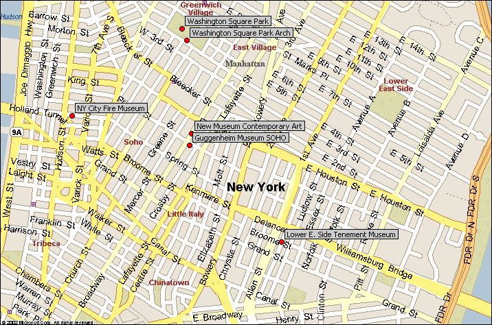 Soho Little Italy Chinatown New York City Attractions Map Find