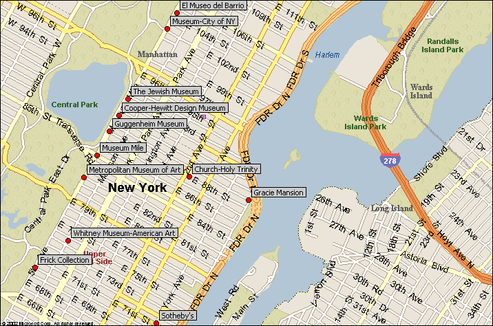 upper east side new york city attractions map