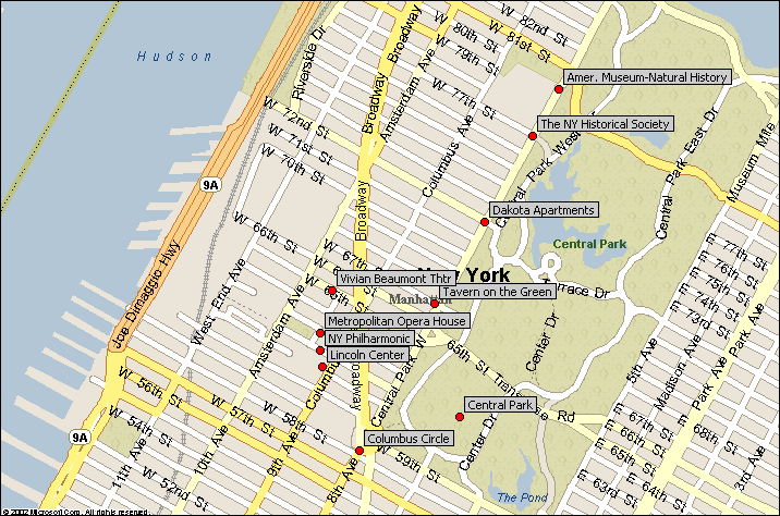 upper west side new york city attractions map